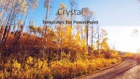  Presentation with forest road - Beautiful slide deck featuring colorful-autumn-scene-on-countryside backdrop and a light blue colored foreground