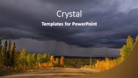  Presentation with forest road - Presentation enhanced with colorful-autumn-scene-on-countryside background and a gray colored foreground