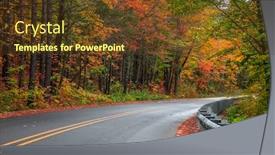  Presentation with forest road - Presentation theme enhanced with colorful-autumn-trees-by-scenic and a tawny brown colored foreground