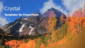  Presentation with trees - PPT theme having colorful-autumn-trees-in-front background and a teal colored foreground