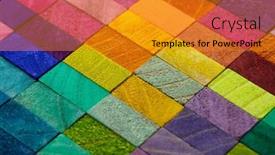  Presentation with blocks - Slide set consisting of colorful-background-of-wooden-blocks background and a gold colored foreground