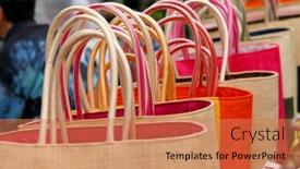  Presentation with street - Slides with colorful-bags-on-a-street background and a coral colored foreground