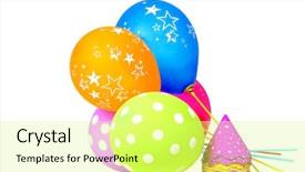  Presentation with celebrations - Presentation theme having colorful ballons and hat background and a blonde colored foreground