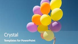  Presentation with colorful celebration - Slides consisting of colorful balloons inflated with helium background and a teal colored foreground