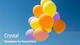  Presentation with birthday celebration - Slides consisting of colorful balloons inflated with helium background and a teal colored foreground