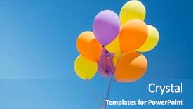  Presentation with helium - PPT theme consisting of colorful balloons inflated with helium background and a teal colored foreground