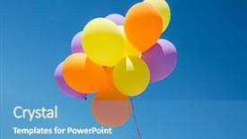  Presentation with helium - Colorful theme enhanced with colorful balloons inflated with helium backdrop and a teal colored foreground