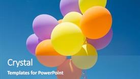  Presentation with helium - Presentation theme with colorful balloons inflated with helium background and a teal colored foreground