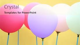  Presentation with balloons - PPT layouts enhanced with colorful-balloons-isolated-over-white background and a blonde colored foreground