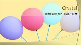  Presentation with balloons - PPT theme with colorful-balloons-isolated-over-white background and a blonde colored foreground