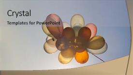  Presentation with balloons blue - Presentation theme having colorful balloons on blue sky concept of love in summer valentine wedding and honeymoon retro styled photo background and a light gray colored foreground