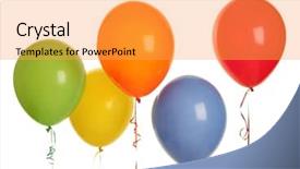  Presentation with balloons - PPT layouts with colorful balloons on white background background and a yellow colored foreground