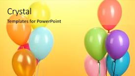  Presentation with balloons - Cool new slide set with colorful balloons on yellow background backdrop and a white colored foreground