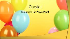 Presentation with balloons - Cool new PPT theme with colorful balloons on yellow background backdrop and a yellow colored foreground