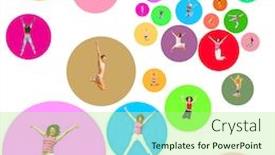  Presentation with victory team - Cool new presentation theme with colorful balls team victory backdrop and a mint green colored foreground