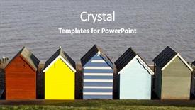  Presentation with colorful - Presentation theme with beach huts hearne bay england background and a gray colored foreground