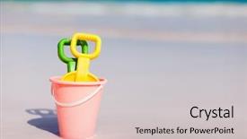  Presentation with caribbean - Presentation design featuring colorful beach toys at tropical caribbean beach background and a light gray colored foreground