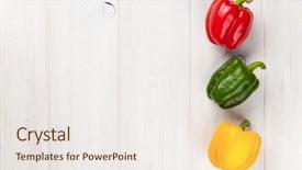  Presentation with flowers on white wooden - Audience pleasing slide deck consisting of colorful bell peppers on white backdrop and a  colored foreground