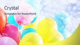  Presentation with happy birthday - Presentation theme featuring colorful birthday balloons closeup background and a sky blue colored foreground