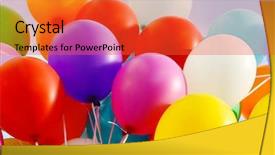  Presentation with floating - Slide deck having colorful birthday balloons closeup background and a red colored foreground