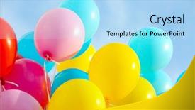  Presentation with helium - Amazing slides having colorful birthday balloons closeup backdrop and a light blue colored foreground