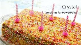  Presentation with birthday cake colorful candles - Colorful PPT theme enhanced with colorful birthday cake with six backdrop and a  colored foreground