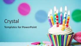  Presentation with cupcake - Cool new theme with colorful birthday cupcake with single backdrop and a light blue colored foreground