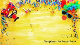  Presentation with birthday party - Presentation theme consisting of colorful-birthday-or-carnival-background background and a yellow colored foreground