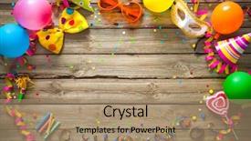  Presentation with colorful birthday frame party - PPT theme with colorful birthday or carnival frame background and a coral colored foreground