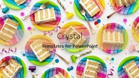  Presentation with rainbow - PPT theme with colorful-birthday-party-background background and a yellow colored foreground