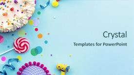  Presentation with birthday party - Cool new presentation theme with colorful birthday party background backdrop and a sky blue colored foreground