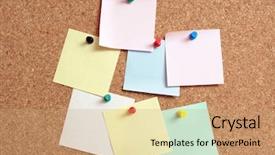  Presentation with corkboard - Colorful presentation design enhanced with colorful blank post-it notes backdrop and a coral colored foreground