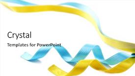  Presentation with healthcare dark blue ribbon - Cool new slide set with colorful blue and yellow ribbons backdrop and a  colored foreground