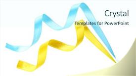  Presentation with blue yellow - Beautiful slide deck featuring colorful blue and yellow ribbons backdrop and a  colored foreground