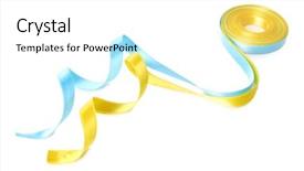  Presentation with blue yellow - Slide deck enhanced with colorful blue and yellow ribbons background and a  colored foreground