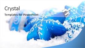  Presentation with christmas silver blue turquoise baubles - Slide deck consisting of colorful blue christmas decoration baubles background and a white colored foreground