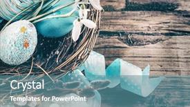  Presentation with beautiful spring flowers - Slide deck having snowdrops - easter concept art design background and a teal colored foreground