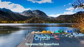  Presentation with marina - Beautiful theme featuring colorful-boats-at-gull-lake backdrop and a ocean colored foreground