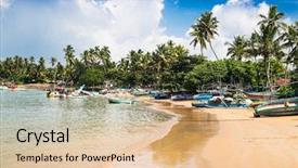  Presentation with sri lanka - Slide set having colorful boats in fisheries harbor background and a  colored foreground