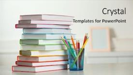  Presentation with book holy bible table - Audience pleasing PPT layouts consisting of colorful books and pencil backdrop and a light gray colored foreground