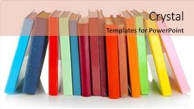  Presentation with book - PPT theme enhanced with colorful books isolated on white background and a coral colored foreground