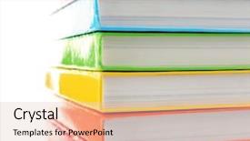  Presentation with bright colorful candy isolated - Amazing presentation theme having colorful books isolated on white backdrop and a lemonade colored foreground