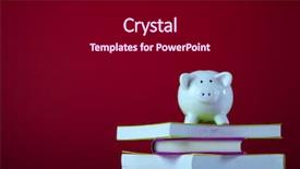  Presentation with piggy bank - Beautiful slide set featuring colorful books with a red backdrop and a dark gray colored foreground