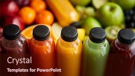  Presentation with fruit vegetable juice - Cool new PPT theme with colorful-bottles-filled-with-fresh backdrop and a tawny brown colored foreground