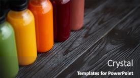  Presentation with fruit vegetable juice - Cool new presentation theme with colorful-bottles-filled-with-fresh backdrop and a dark gray colored foreground