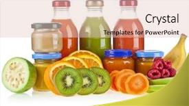  Presentation with juice - PPT theme featuring colorful bottles juice with fresh background and a lemonade colored foreground