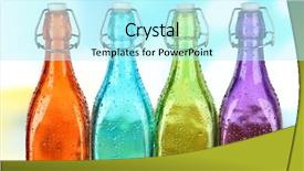  Presentation with bottles - PPT theme with colorful bottles on bright background background and a cool aqua colored foreground
