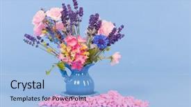  Presentation with flowers vase - Amazing presentation theme having colorful bouquet flowers in vase on blue background backdrop and a light blue colored foreground