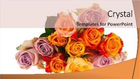  Presentation with roses - Cool new PPT theme with colorful bouquet roses isolated over white background backdrop and a lemonade colored foreground