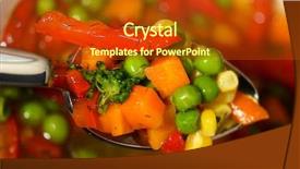  Presentation with soup - Cool new slides with colorful bowl of fresh vegtable backdrop and a crimson colored foreground